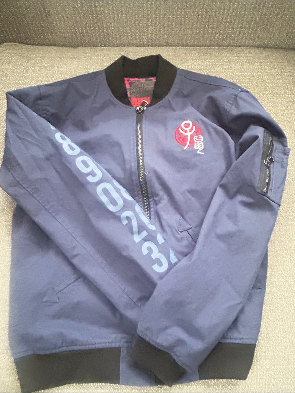 BiBi Navy Bomber Jacket with Red Crest